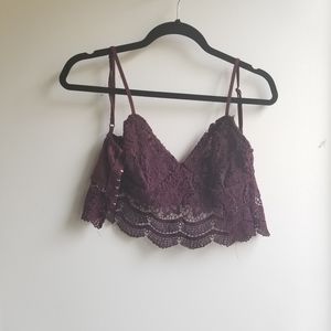 PacSun burgundy crochet crop top/bralette